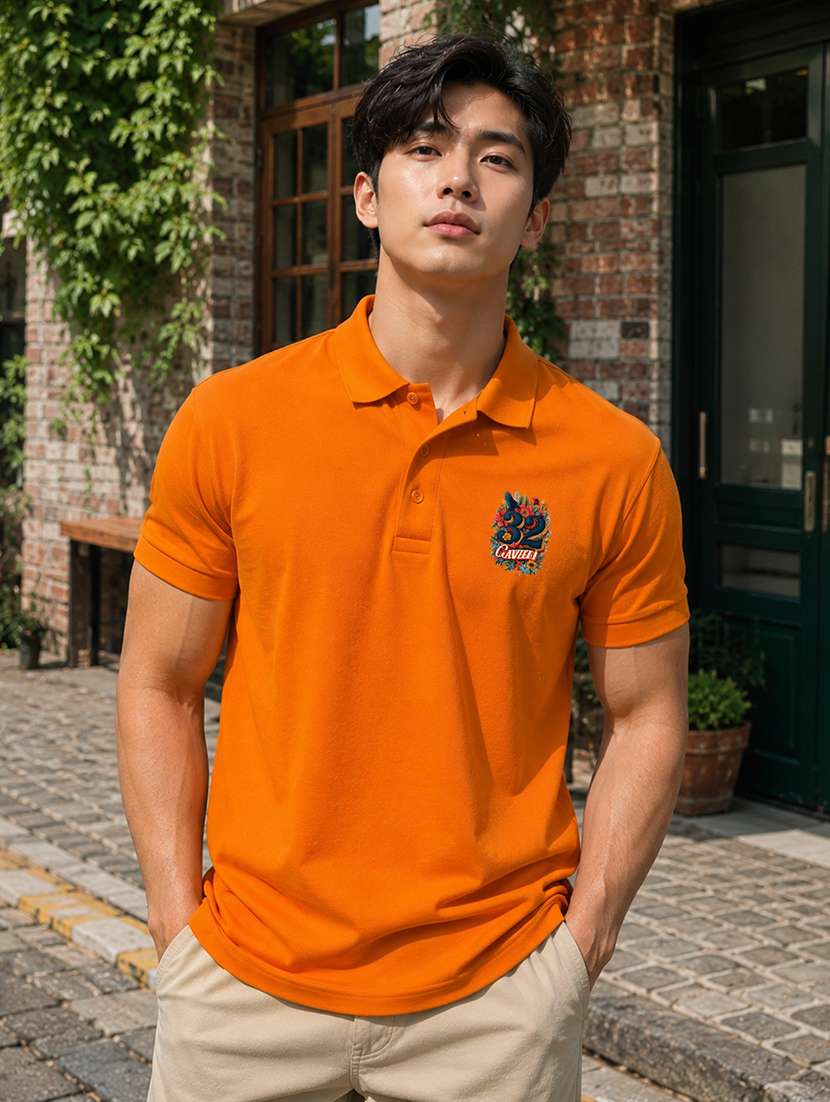 men printed short sleeves polo t-shirt
