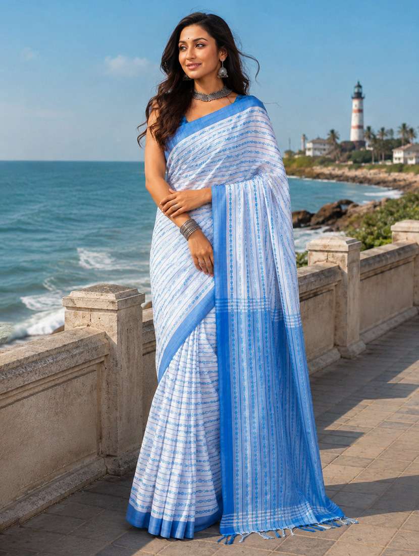 women self design handloom saree with blouse