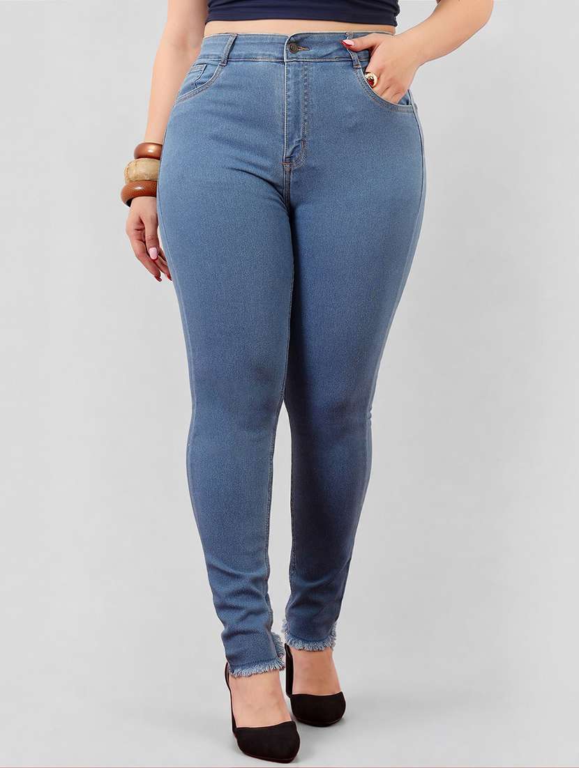 women solid high rise skinny fit jeans