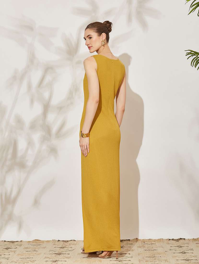 Women Solid Sleeveless High Slit Dress - 22688356 -  Standard Image - 3