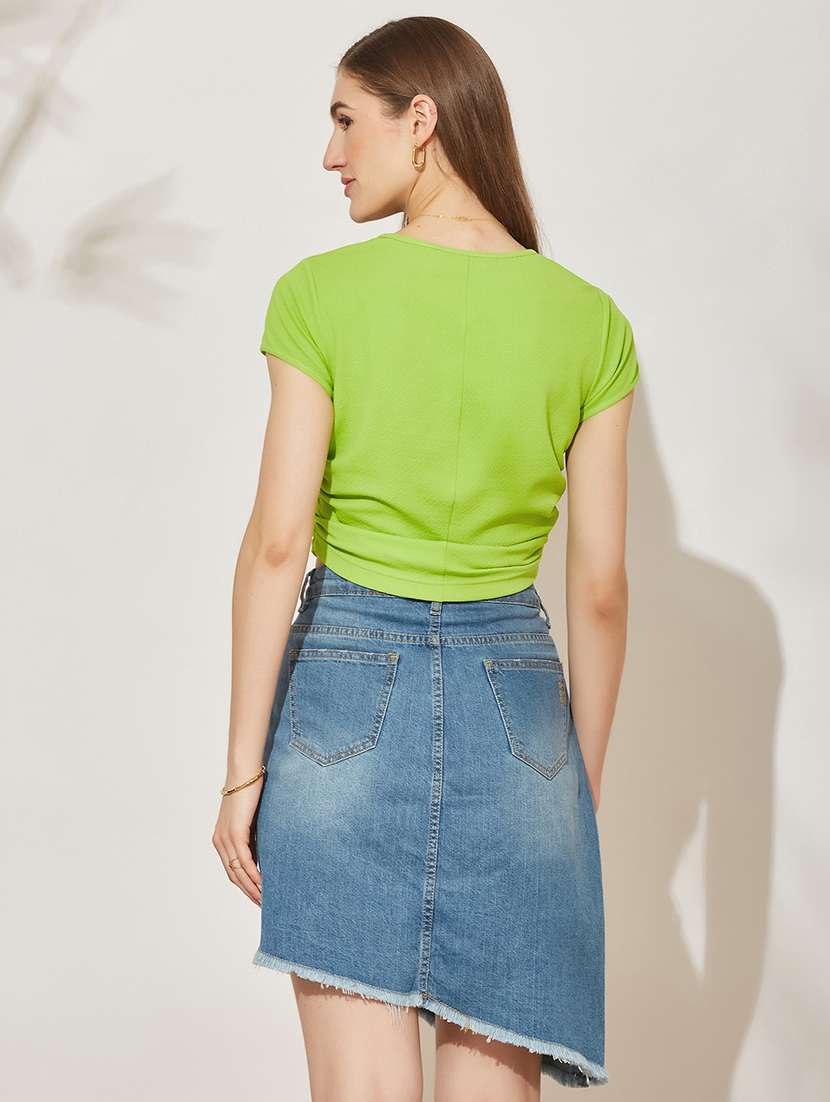 Women Solid Short Sleeves Crop Top - 22688393 -  Standard Image - 3