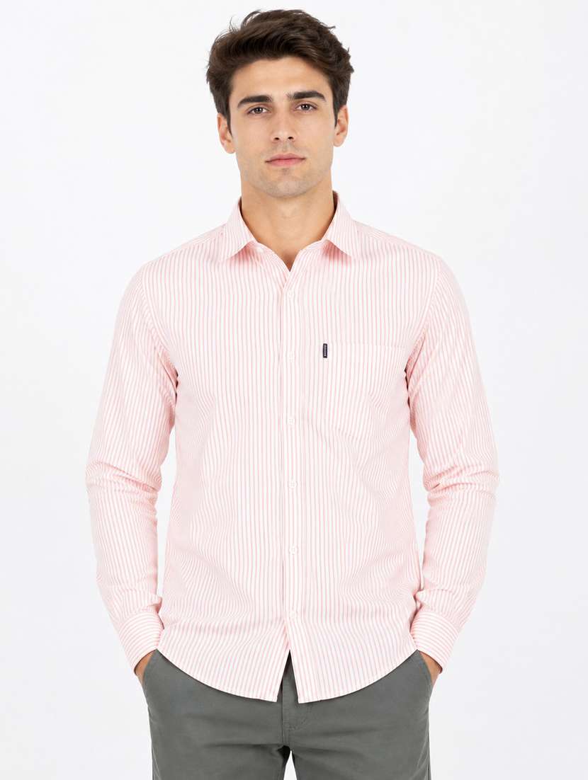 men striped long sleeves regular fit shirt