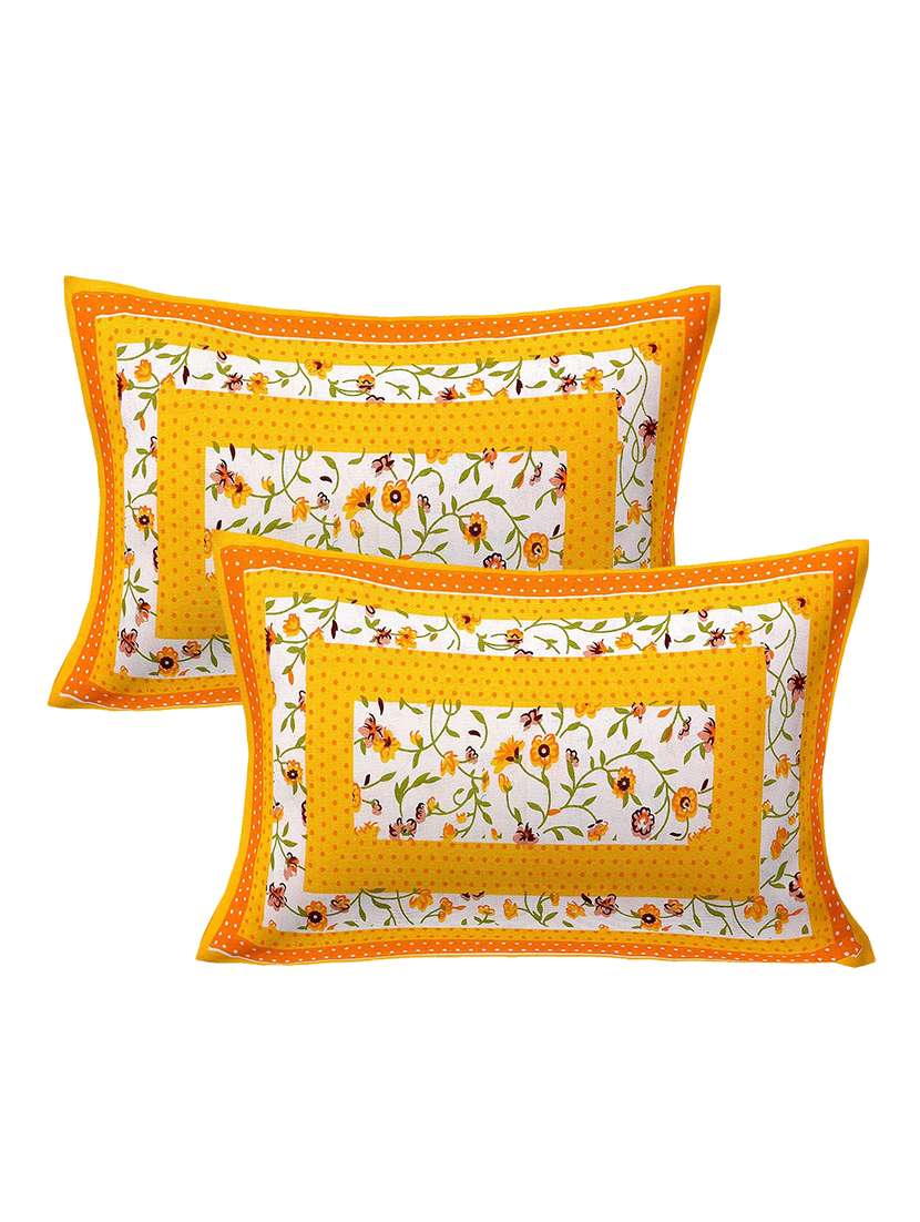 Timeless Trends Yellow 144 Tc Polka Dot Border Printed Double Bedsheet With 2 Pillow Covers - 22688839 -  Standard Image - 3