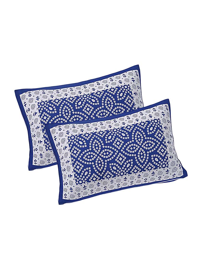 Timeless Trends Blue 144 Tc Traditional Bandhani Chunri Printed Double Bedsheet With 2 Pillow Covers - 22688844 -  Standard Image - 3