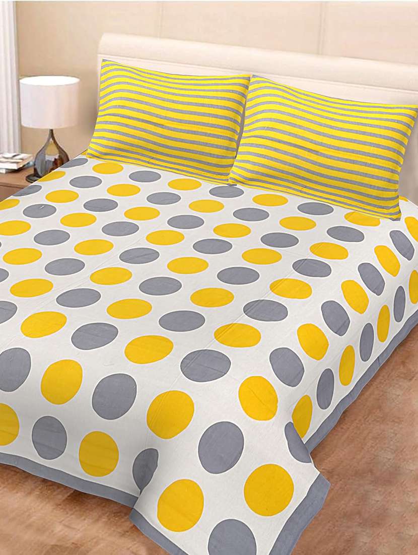 timeless trends jaipuri 100 % cotton double bedsheet with 2 pillow cover pd01