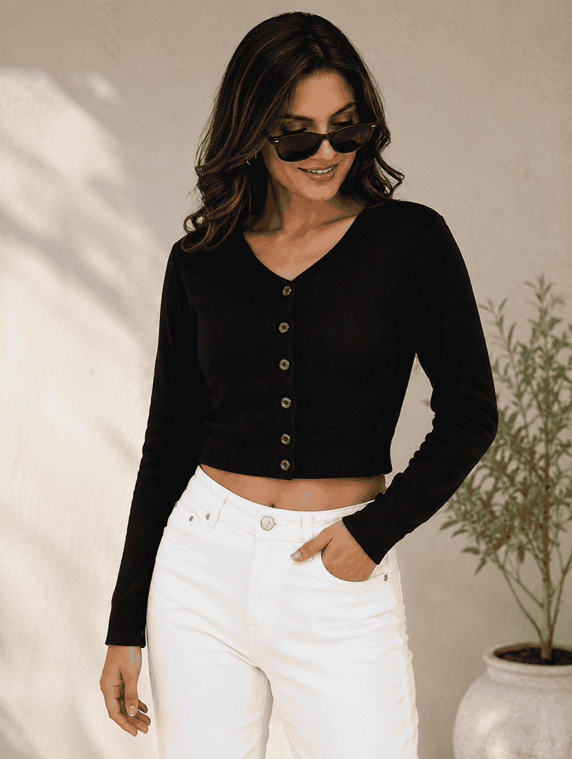 women solid long sleeve cardigan