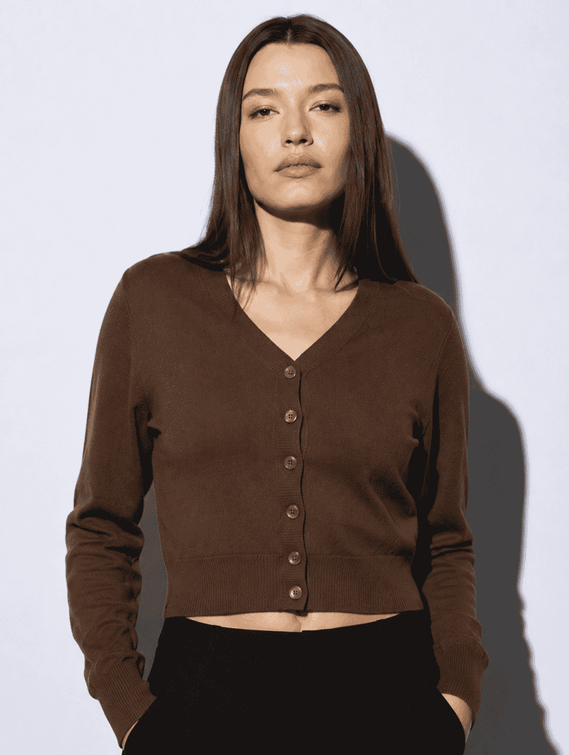 women solid long sleeve cardigan