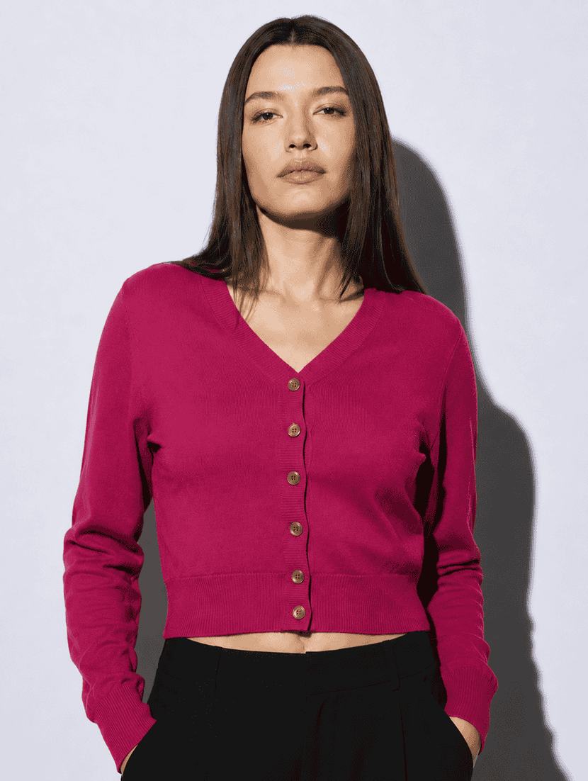 women solid long sleeve cardigan