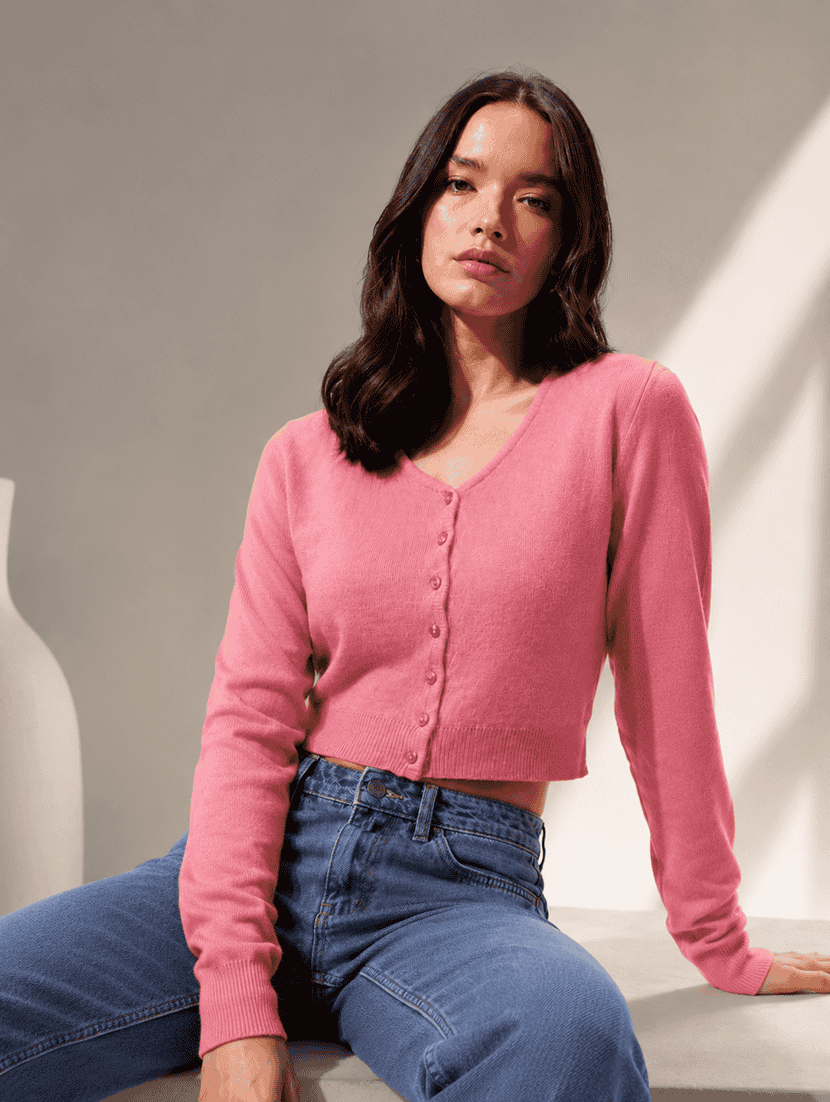 women solid long sleeve cardigan