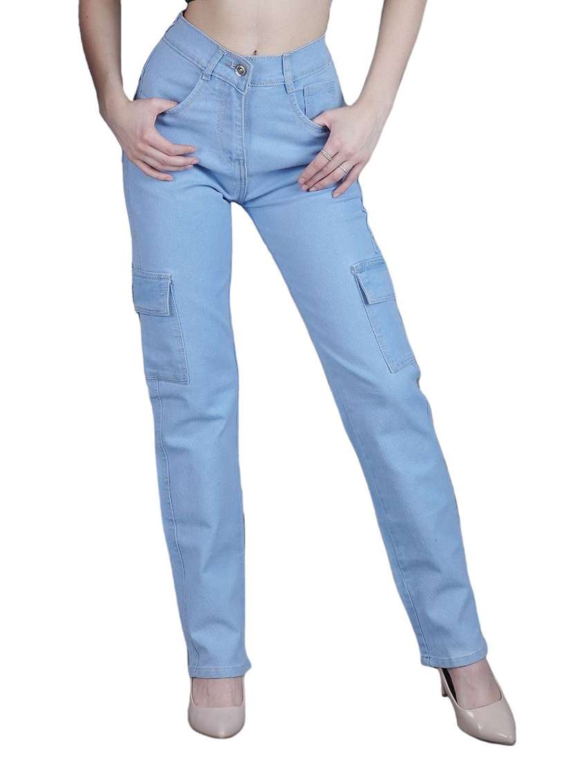 women solid mid rise slim fit cargo