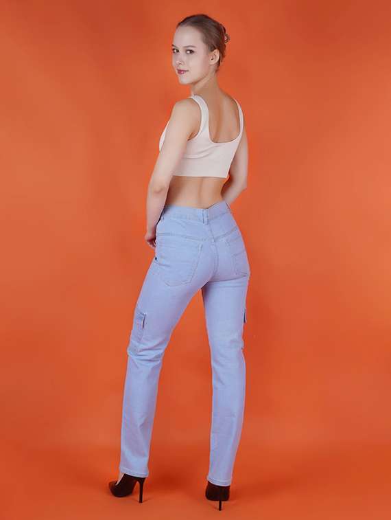 Women Solid Mid Rise Slim Fit Cargo - 22688917 -  Standard Image - 3
