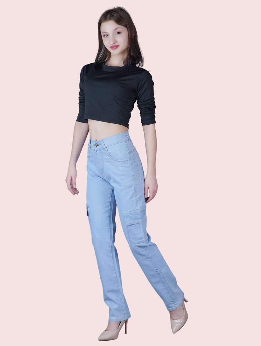Women Solid Mid Rise Slim Fit Cargo - 22688946 -  Standard Image - 3