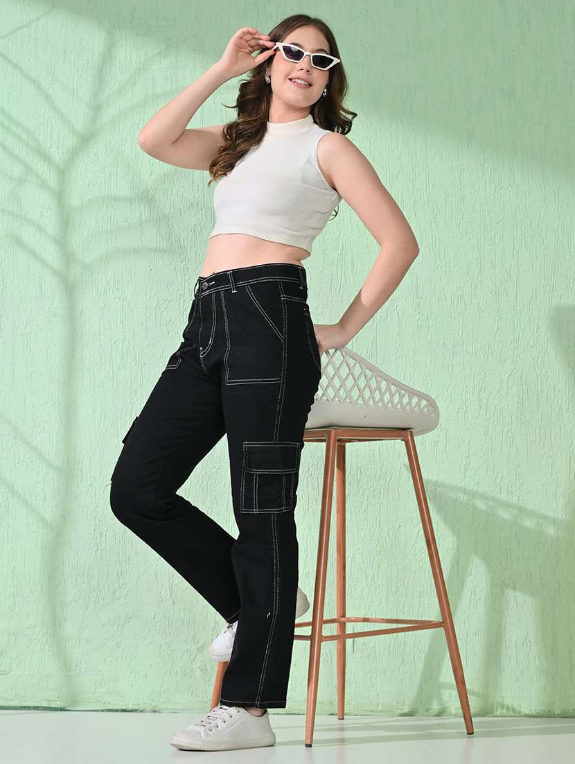 Women Solid Mid Rise Regular Fit Cargo - 22689049 -  Standard Image - 3