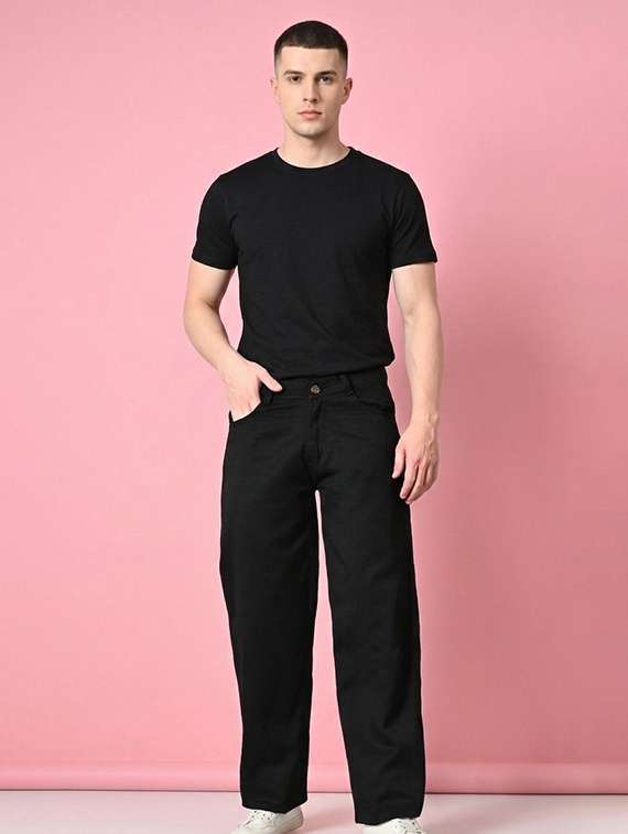 Men Plain Mid Rise Full Length Relaxed Fit Jeans - 22689488 -  Standard Image - 3