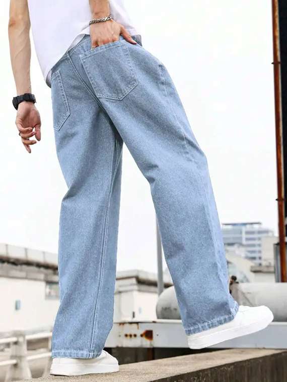 Men Plain Mid Rise Full Length Relaxed Fit Jeans - 22689623 -  Standard Image - 3