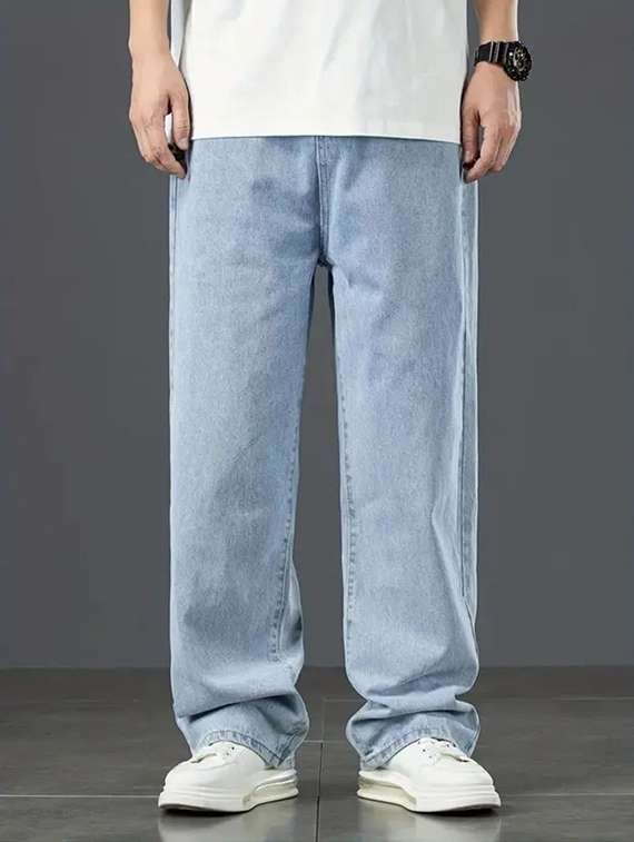 men solid mid rise relaxed fit jeans