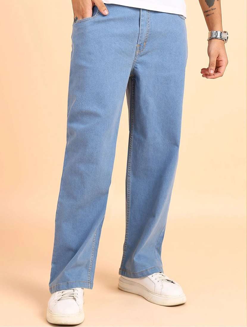 men solid mid rise straight jeans
