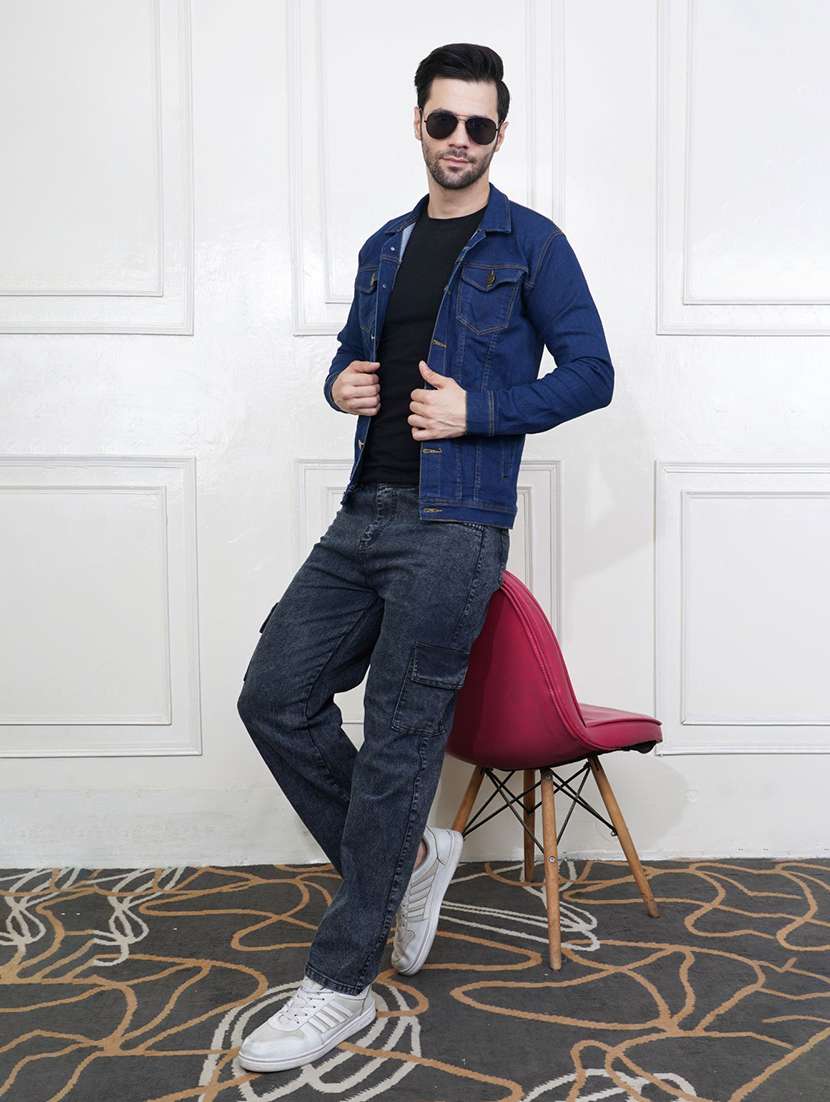 Men Solid Long Sleeve Regular Fit Denim Jacket - 22690020 -  Standard Image - 3