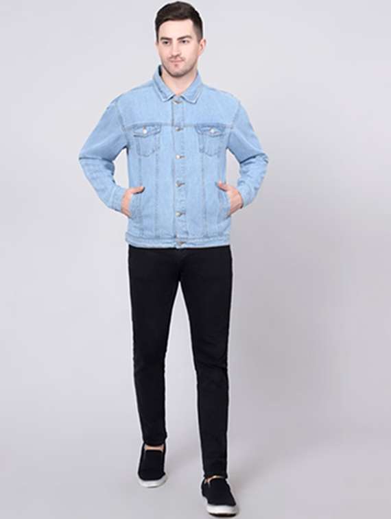Men Solid Long Sleeve Regular Fit Denim Jacket - 22690039 -  Standard Image - 3