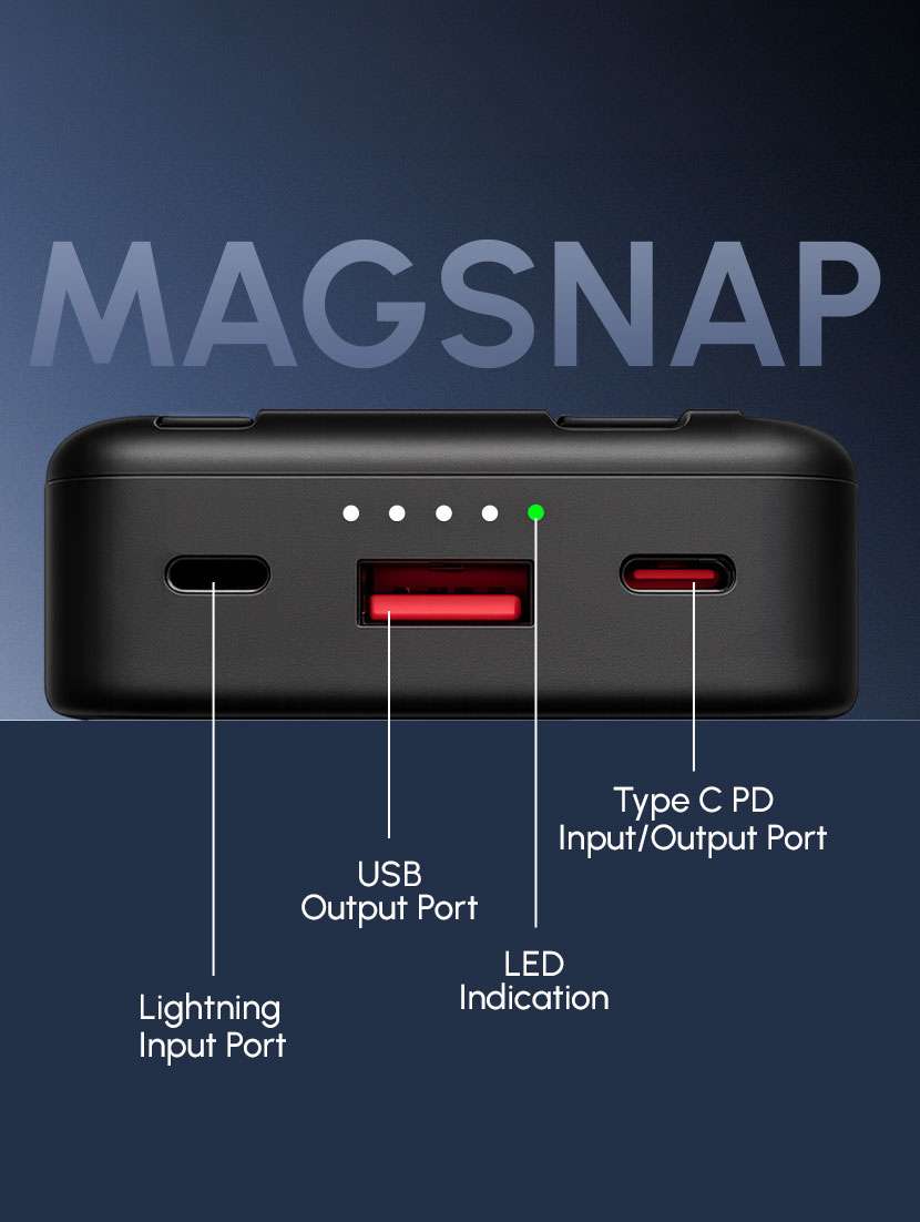 snapup octanemagsnap 10000mah power bank (charcoal black) - 22690236 -  Standard Image - 5