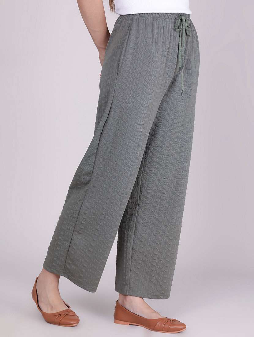 Women Self Design Mid Rise Straight Trouser - 22690760 -  Standard Image - 3