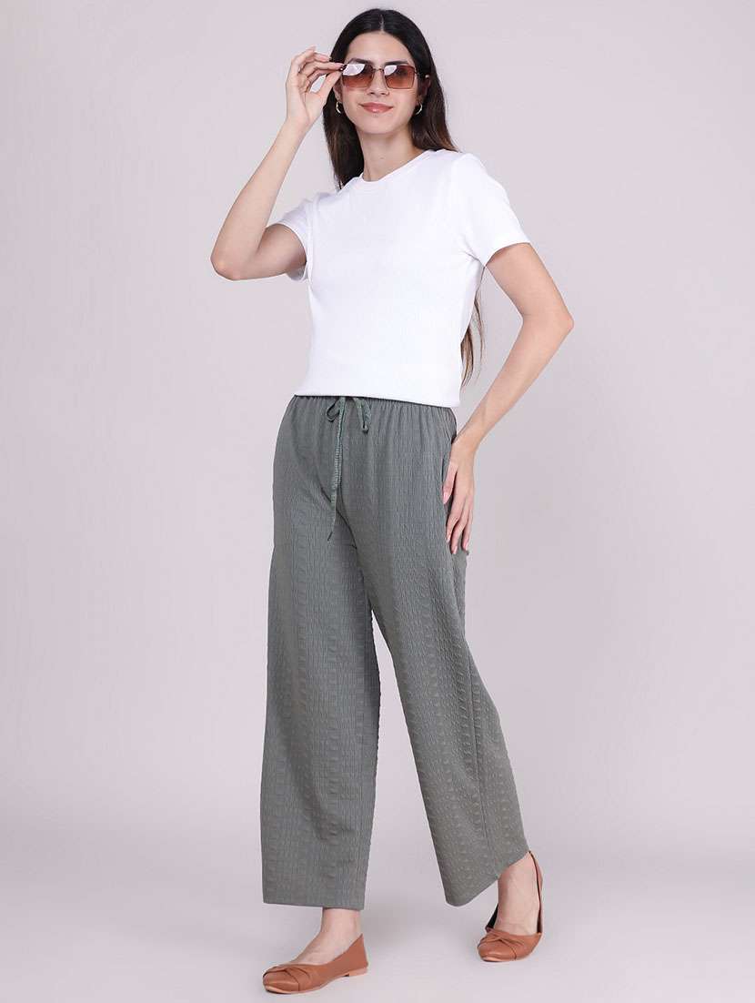 Women Self Design Mid Rise Straight Trouser - 22690760 -  Standard Image - 5