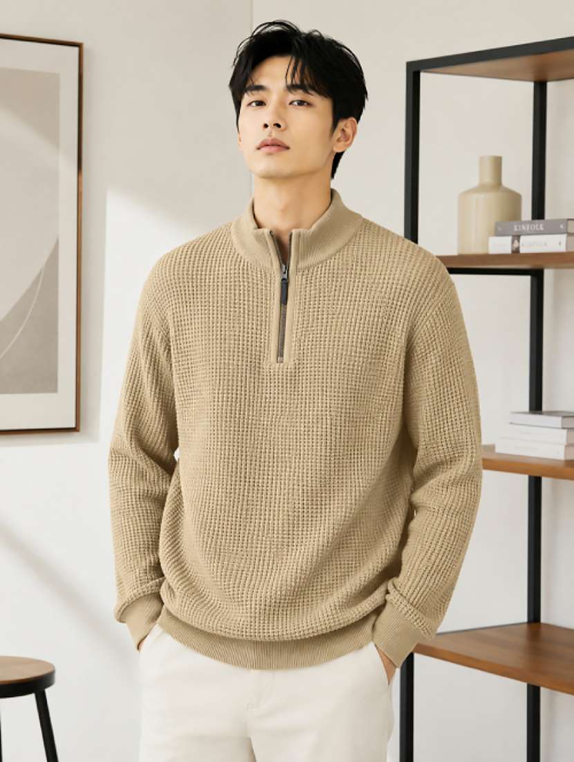 men self design long sleeve regualr fit pullover