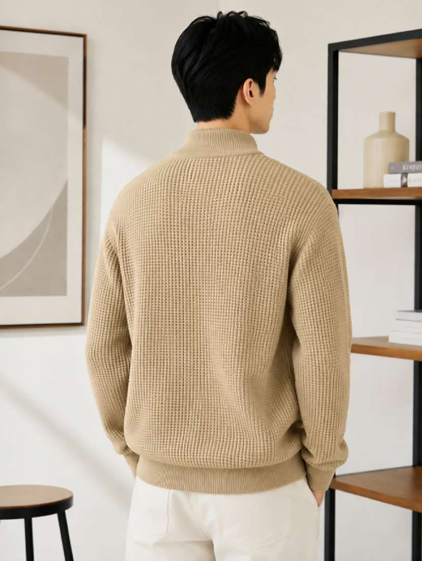 Men Self Design Long Sleeve Regualr Fit Pullover - 22690835 -  Standard Image - 3