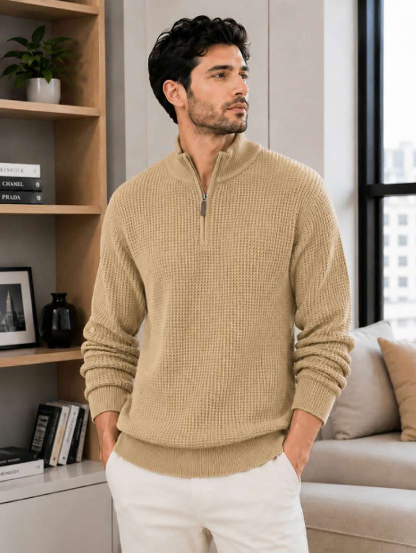men self design long sleeve regualr fit pullover
