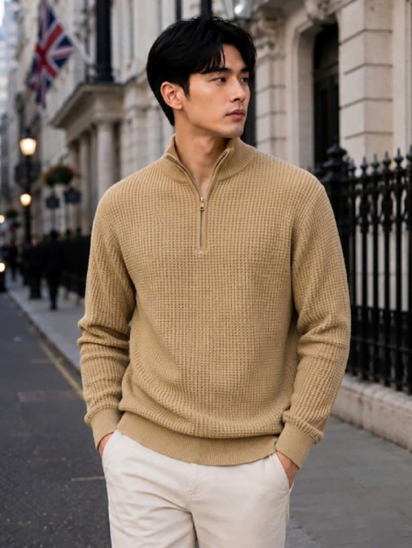 men self design long sleeve regualr fit pullover