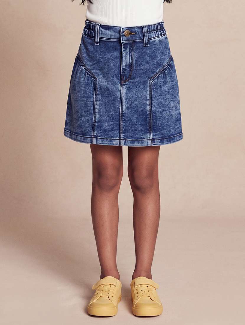 girls solid mid rise a-line skirt