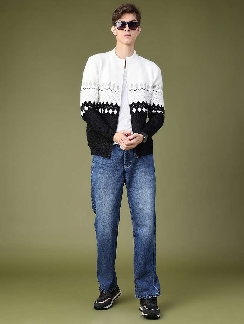 Men Geometric Long Sleeve Regular Fit Pullover - 22691709 -  Standard Image - 5