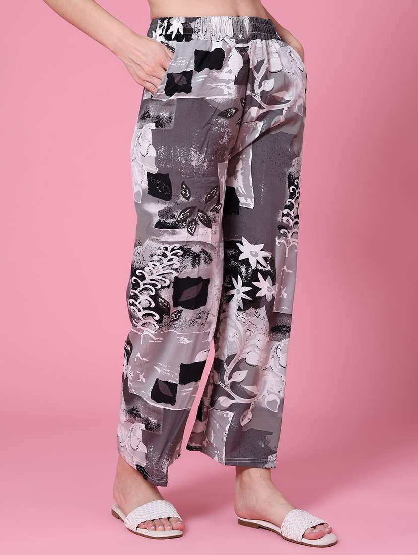 Women Printed Mid Rise Wide Leg Trouser - 22691965 -  Standard Image - 3