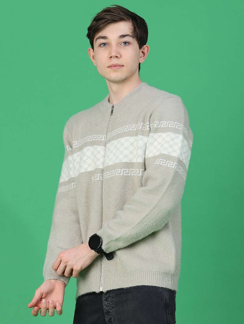 Men Geometric Long Sleeve Regular Fit Pullover - 22692169 -  Standard Image - 3