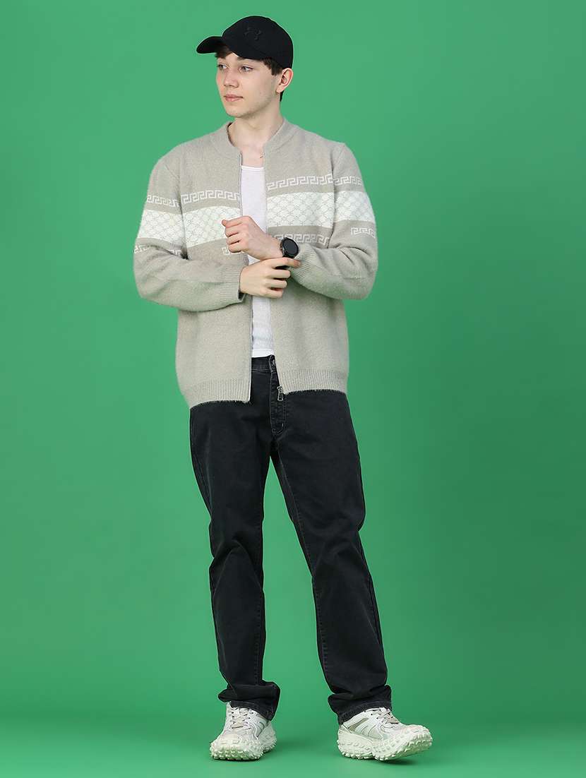 Men Geometric Long Sleeve Regular Fit Pullover - 22692169 -  Standard Image - 5