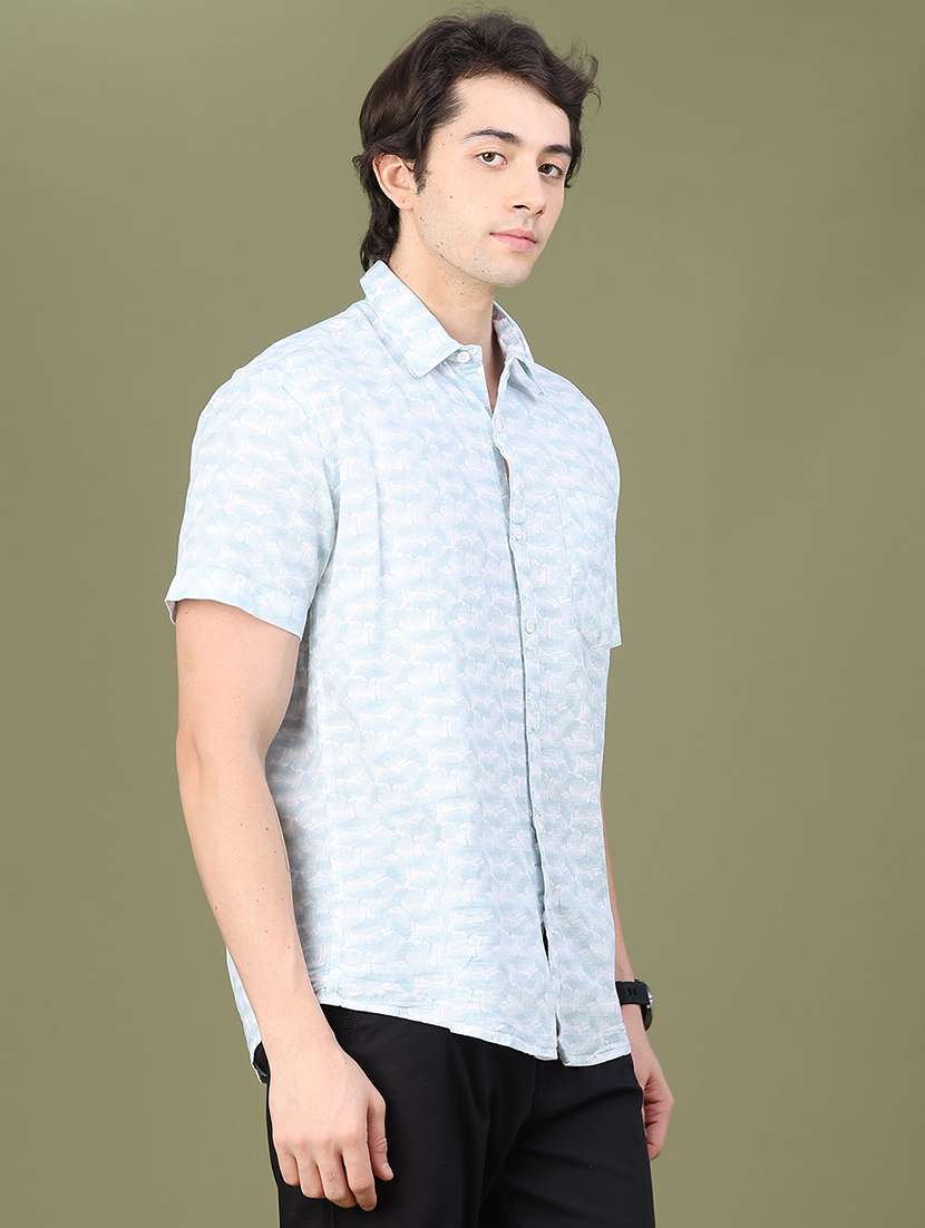 Men Printed Short Sleeve Regular Fit Casual Shirt - 22693247 -  Standard Image - 3