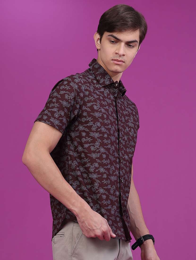 Men Printed Short Sleeve Slim Fit Casual Shirt - 22693522 -  Standard Image - 3