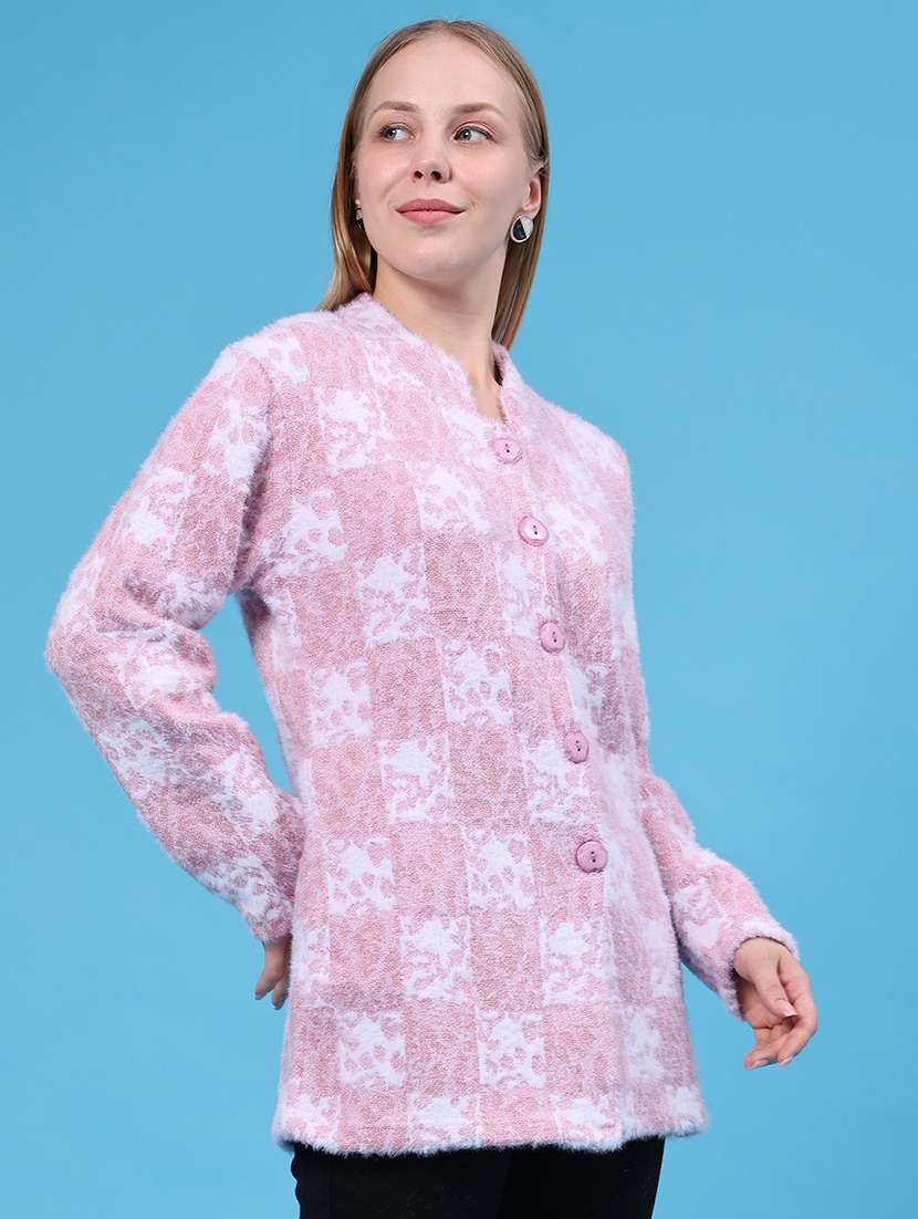 Women Self Design Long Sleeves Cardigan - 22693583 -  Standard Image - 3