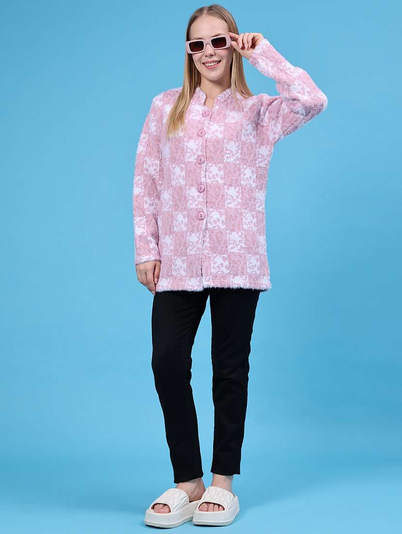 Women Self Design Long Sleeves Cardigan - 22693583 -  Standard Image - 5