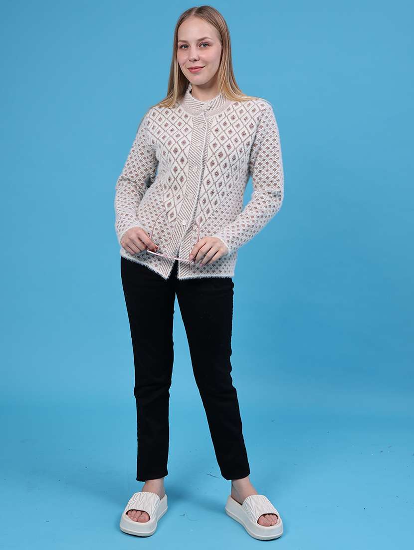 Women Self Design Long Sleeves Cardigan - 22693585 -  Standard Image - 5