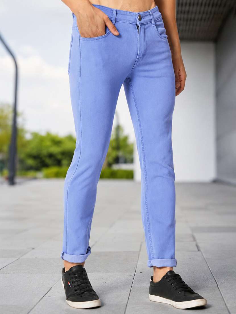 Men Plain Mid Rise Full Length Slim Fit Jeans - 22693600 -  Standard Image - 3