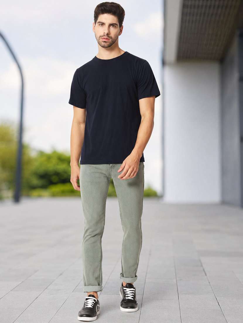 Men Plain Mid Rise Full Length Slim Fit Jeans - 22693601 -  Standard Image - 5