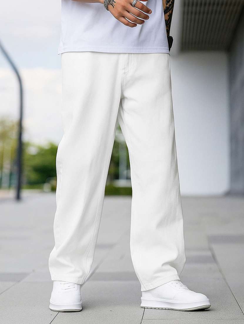 Men Plain Mid Rise Full Length Baggy Jeans - 22693607 -  Standard Image - 3