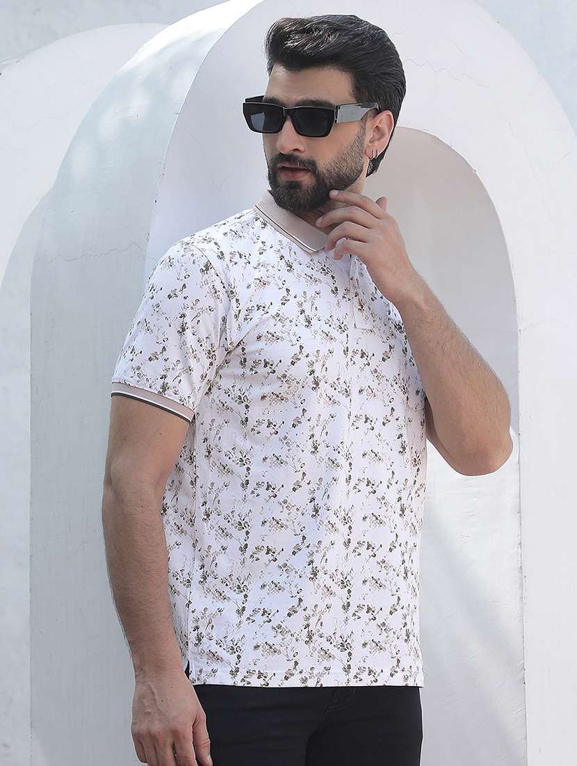 men textured short sleeves polo t-shirt