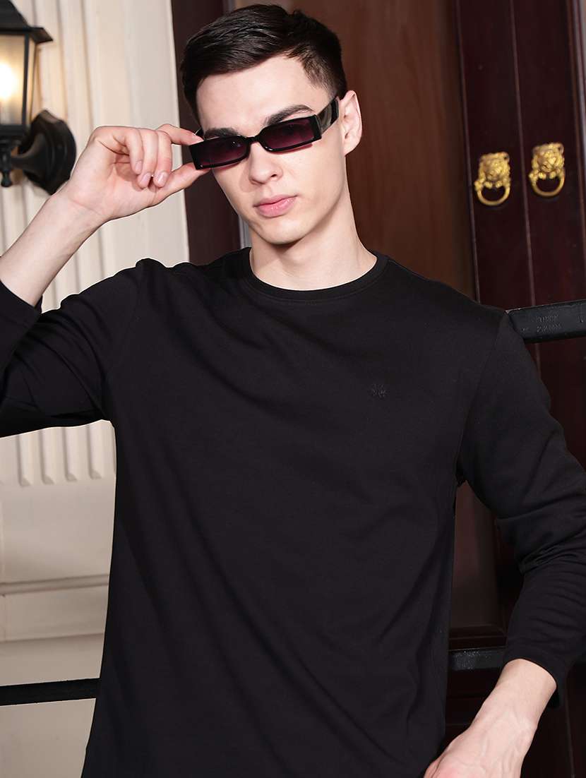 men solid long sleeve regular fit t-shirt
