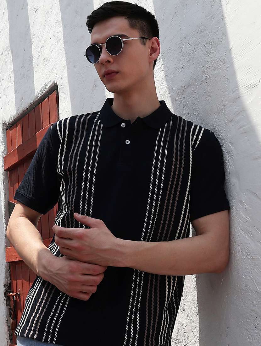 men self design short sleeves polo t-shirt