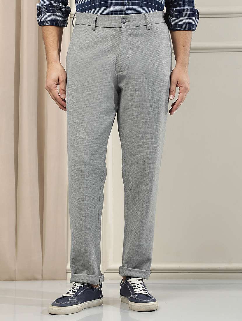 men textured mid rise regular fit chinos