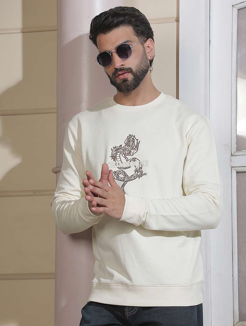 men embroidered long sleeve regular fit sweatshirt