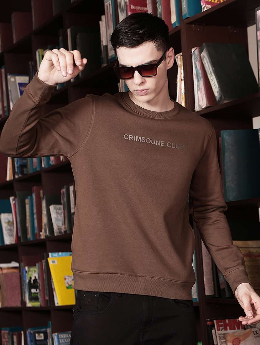 men typographic long sleeves regular fit sweatshirt