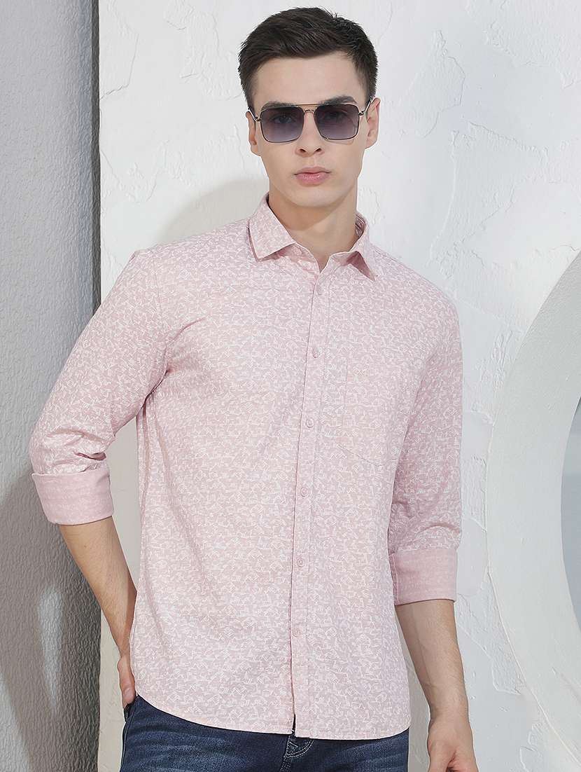 men printed long sleeves casual shirt